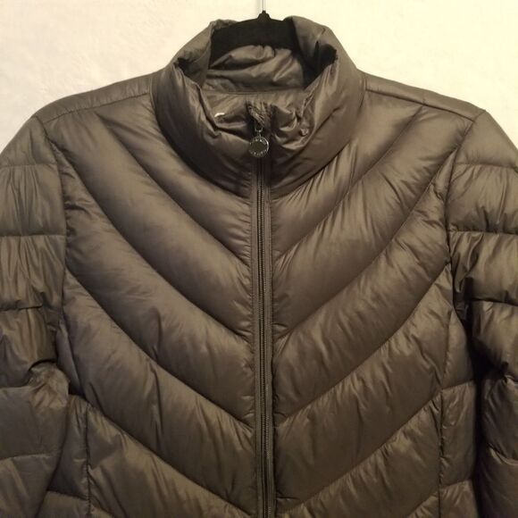 Calvin Klein Womens Medium Coat Dark Gray Packable Down Puffer Classic Basic - Picture 4 of 10